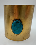 24 Karat Gold Brass Semi-Precious Turquoise Stone Cuff