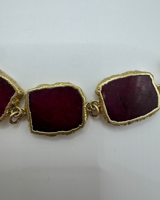 Ruby Slices with Gold Chain Necklace