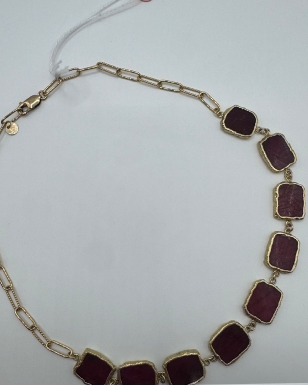 Ruby Slices with Gold Chain Necklace