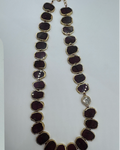 Raw Garnet Slices with Polki Diamond Gold-Plated Necklace