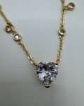 Gold CZ Hearts Teardrop Pendant necklace