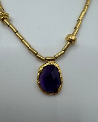 Gold Plated Amethyst Center Necklace