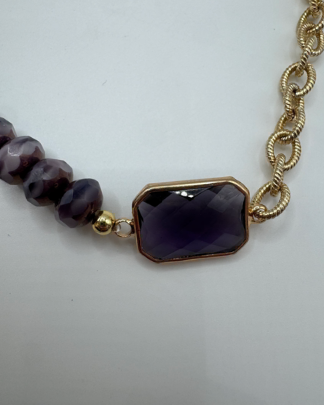 Love Lisa Purple Rhinestone & Beaded Necklace