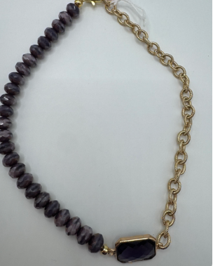 Love Lisa Purple Rhinestone & Beaded Necklace