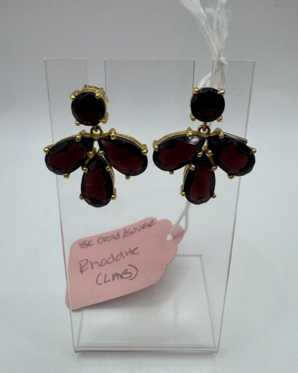 18K Gold Rhodolite Lab-Grown Stud Earrings