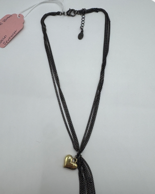 14K Gold Vermeil Multi-Chain Heart Fringe Necklace