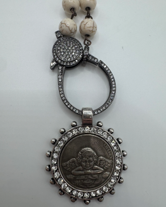 Love Lisa Howlite & Rhinestone Angel Pendant Necklace