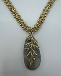 Gold Bead & Agate Adjustable Cord Necklace