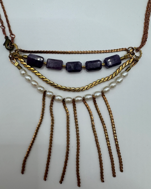 Amaya Necklace – Agate, Amethyst, Lepidolite & Pearl