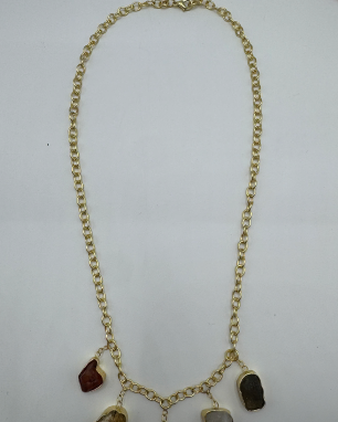 Citrine, Labradorite, Amethyst & Quartz Gold Necklace