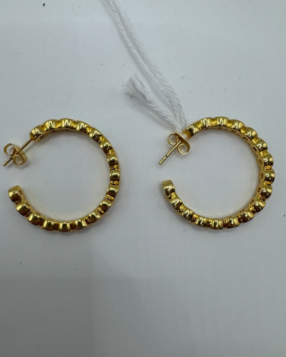 Lab-Grown Opal Gold Plated Hoop Earrings