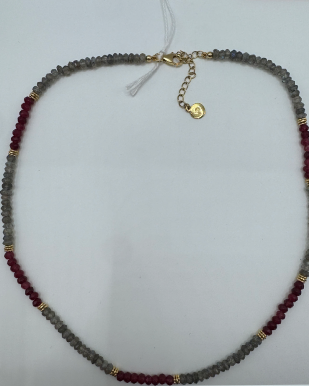 Labradorite & Ruby Gold Plated Necklace
