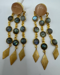 Labradorite & Peach Stone Statement Earrings