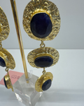 Lapis & Gold Plate Chandelier Earrings