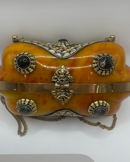 Orange Embellished Statement Bag