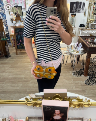 Orange Embellished Statement Bag