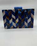 Blue Chevron Pattern Clutch