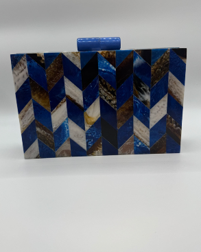 Blue Chevron Pattern Clutch