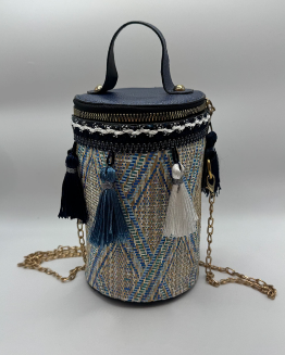 Vintage Cylindrical Bucket Bag with Tassel