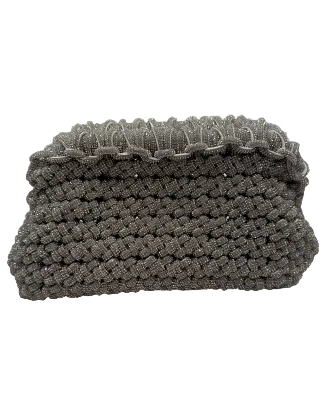 Gray & Taupe Crocheted Clutch