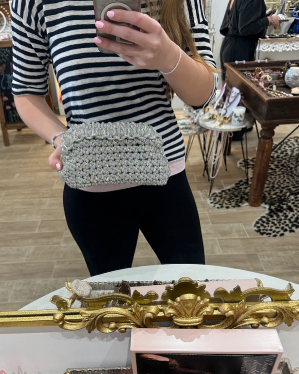 Gray & Taupe Crocheted Clutch