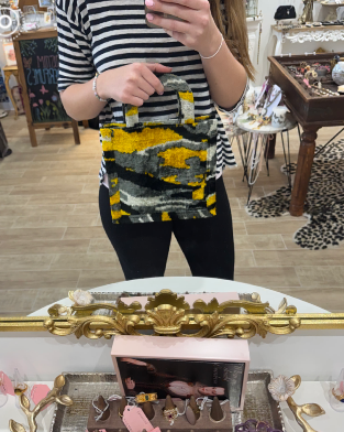 Handmade Silk & Velvet Camouflage Print Bag
