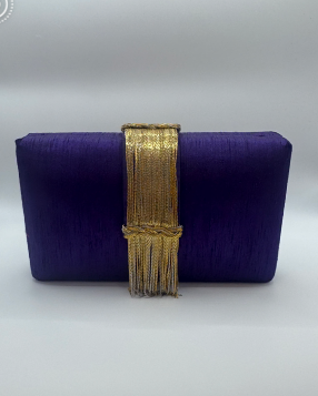 Simitri Purple Clutch with Gold Bar