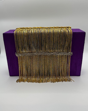 Purple & Gold Fringe Clutch