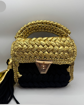 Black & Yellow Woven Crochet Bag