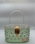 Green Acrylic Bag with Floral Details