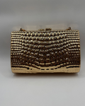 Gold & Champagne Croc-Pattern Clutch