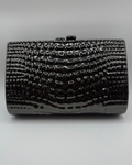 Black Croc-Pattern Clutch