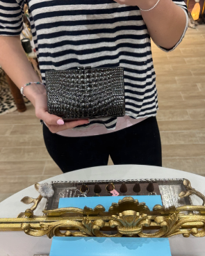 Black Croc-Pattern Clutch