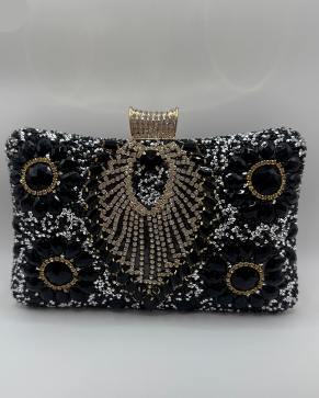 Black Embellished & Bejeweled Clutch