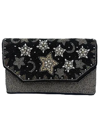 Gray & Silver Star Embellished Clutch