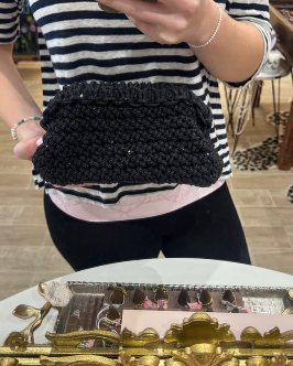 Black Chunky Crocheted Clutch