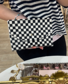 Cowhide Checkered Pattern Clutch