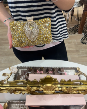 Gold Embellished Box Clutch