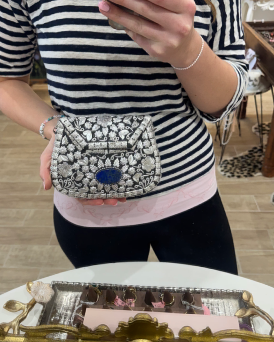 Black & White Floral Pattern Box Bag