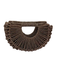 Brown Woven Rattan Fan-Shaped Bag