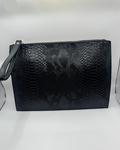 Black Python Snakeskin Clutch Wristlet