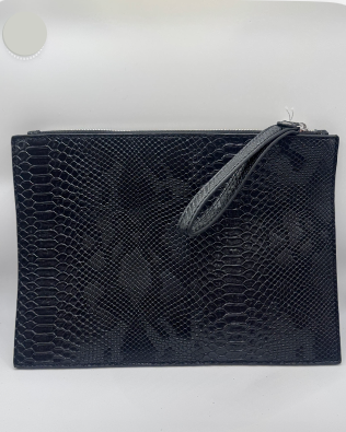 Black Python Snakeskin Clutch Wristlet