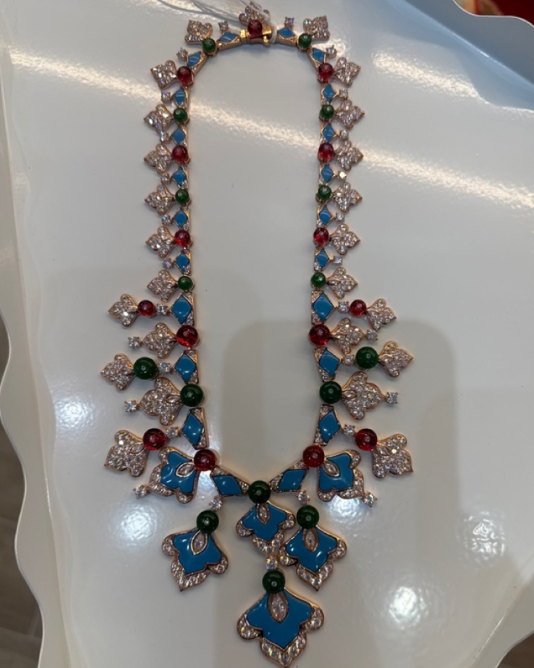 Turquoise & Rose Gold Statement Necklace