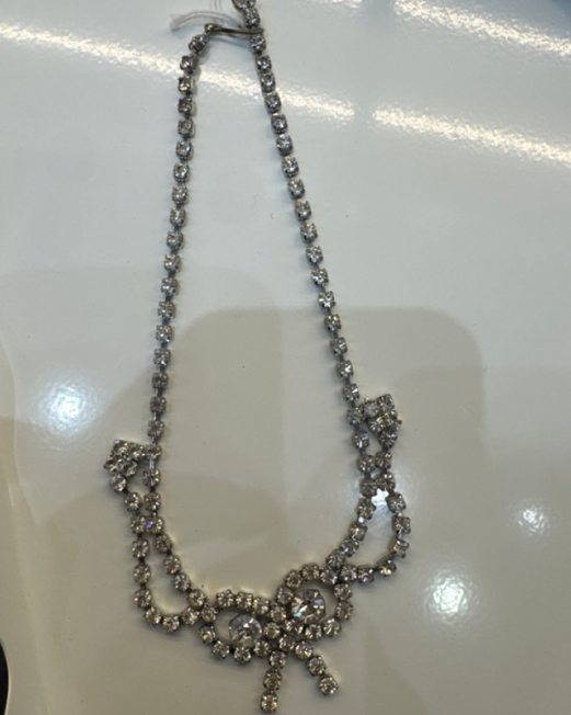 Vintage Rhinestone Bone Necklace