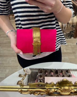Pink Beaded Minaudière Clutch