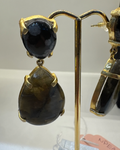 Labradorite & Black Obsidian Gold Statement Earrings