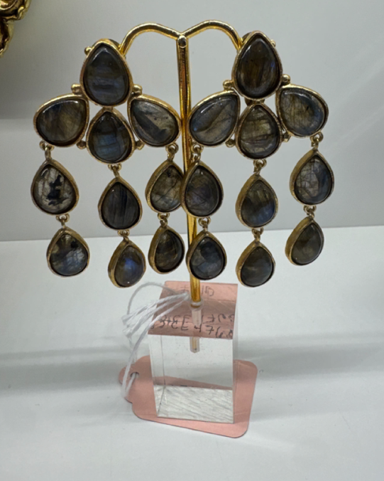 Gold & Labradorite Statement Earrings