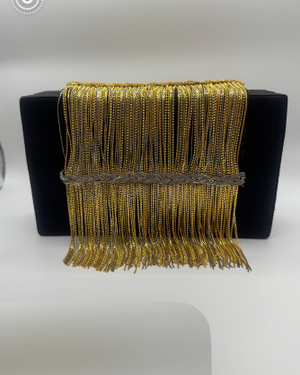 Luxury Silk Clutch with Gold Fringe