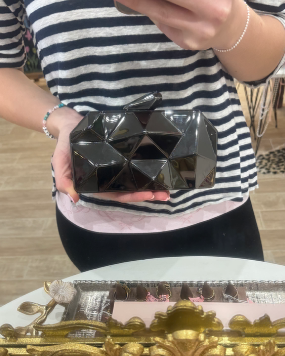 Black Geometric Faceted Acrylic Clutch