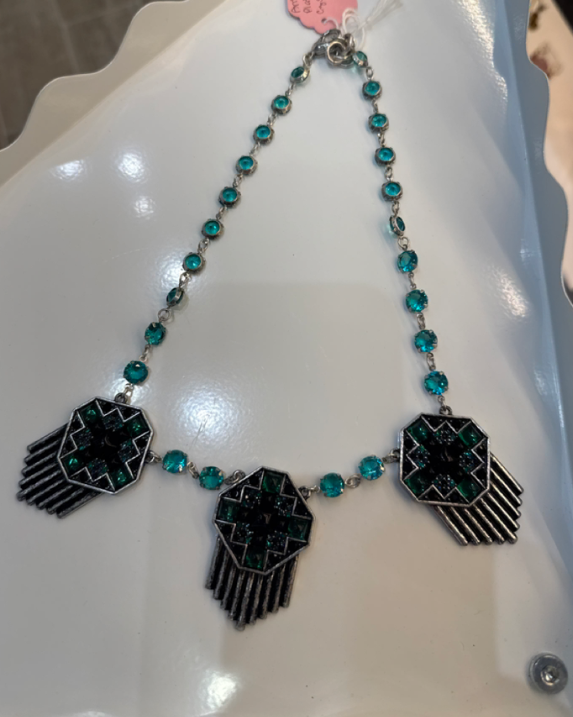 Lulu Frost Antique Silver Crystal & Glass Necklace